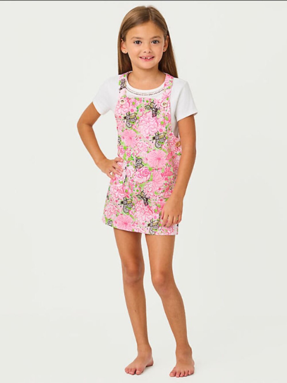 NWT Lilly Pulitzer Girls Varney Overall Dress Bees Knees Size 6